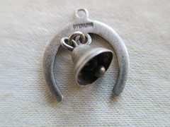 Vtg Sterling Charm Good Luck Horseshoe With Dangling Bell With Clapper