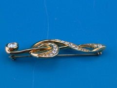 Swarovski Swan Signed Brooch/Pendant Treble Clef 925 Chain Earrings Music Set