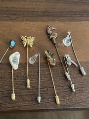Stick Pins Lot Enamel Seahorse Bee Butterfly Turquoise Vintage