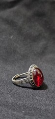 Art Deco Antique Red Agate Ring – Silver Plated Ring Size – sizeable