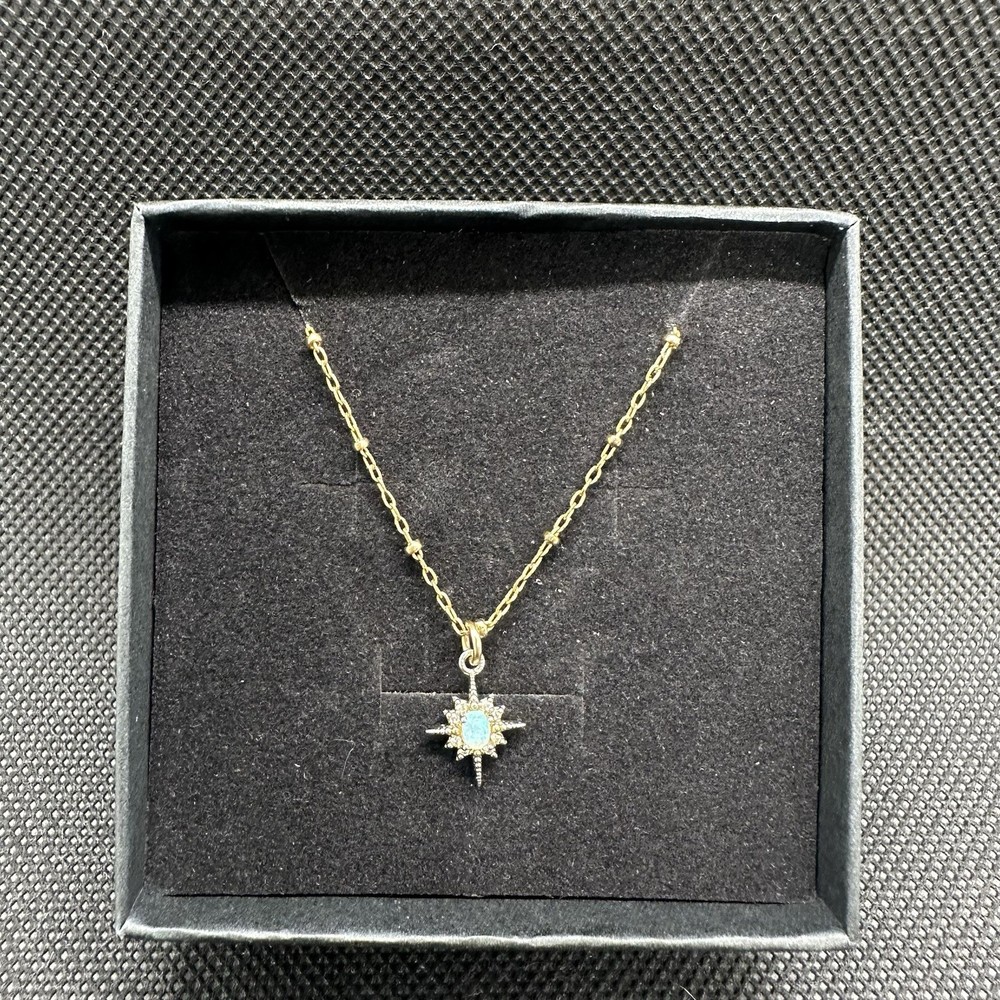 Vintage Small star Opal art necklace 1/20th 14k GF Gold filled chain 16″
