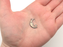 Vintage Sterling Silver Man in the Moon Crescent Star Celestial Pendant Charm