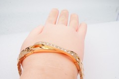 Vintage Bracelet Rose Gold Tone Rhinestone 7.5″