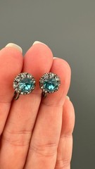 Vintage Earrings Lot Sterling Silver Gemstone Crystal Screw Back Blue Hematite