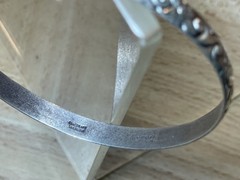 Vintage Danecraft Sterling Silver Flower Floral Swirl Bangle Bracelet 13 g 7.75″