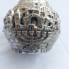 Vintage Jerusalem City Heritage Statue Made of Stone Plated with 925 Silver