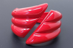 Vintage JO Designs W. Germany Red Acrylic Resin Bangle Bracelet