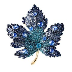 Crystal Shiny Maple Leaf Brooches Pins For Women Girls Vintage Corsage Jewelry