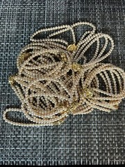 Lot Of 12 Piece Rose Gold Tone / Off- White Faux Pearl Gold Tone Clasp Bracelets