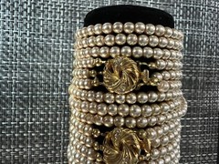 Lot Of 12 Piece Rose Gold Tone / Off- White Faux Pearl Gold Tone Clasp Bracelets