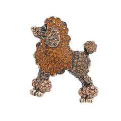 2-color Sparkling Rhinestone Poodle Dog Brooches Women Animal Party Brooch Pins