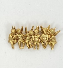 I Am Edgar Berebi My All In A Row Angel child Vintage Brooch pin jewelry 24kplat