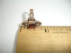 old antique 14K Rose Gold Victorian RING purple red gem Diamond Triads 3.75 2.6g