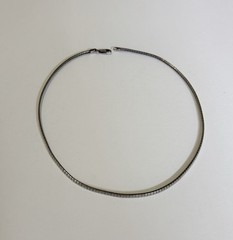 VTG AGI 8g 3mm 925 Sterling Silver Fancy 15” Omega Italian Design Flat Necklace