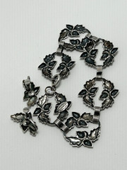 Vintage Danecraft Sterling Silver Acorn Oak Leaf Bracelet Matching Earrings Set