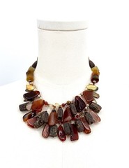 Vintage Artisan carnelian Agate Statement necklace