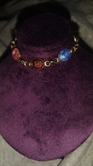 Vintage Tricolor Scarab Bracelet With Gold Plated Hardware Highly Collectible