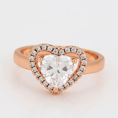 0.50CT Heart Cut White Moissanite Heart Design Women Halo Ring 10K Rose Gold FN