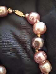 Vintage Glass Baroque Metallic Pearl Choker Hand Knotted 15″