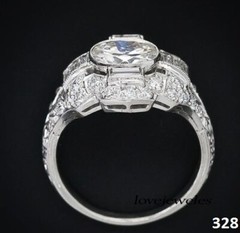 Art Deco Vintage 3.20CT Round Cut Lab-Created Diamond Ring 14K White Gold Finish