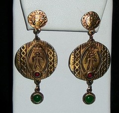 Vintage Berebi Tribal Earrings-Cabs-Gold Tone-Signed Berebi