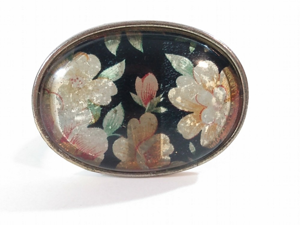 Vintage Mid Century Large Floral Oval Ring 1.5″