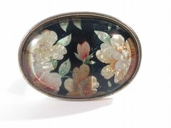 Vintage Mid Century Large Floral Oval Ring 1.5″