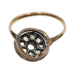 Vintage Georgian 14k Yellow Gold 14k Natural Rose Cut Diamond HALO Ring Size 8.5