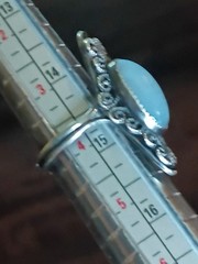 Beau Milgrain Filigree Sterling Silver Oblong Chalcedony Adjustable Ring