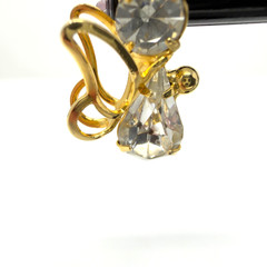 Vintage Gold Tone Angel Figure Lapel Pin Clear Crystal Accent 1 Inch