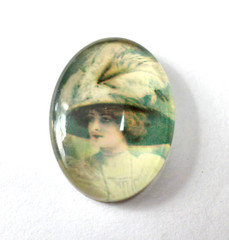 10 of 25x18mm Glass Victorian Art Deco Women Cameos, 5 Different Scenes, Nice