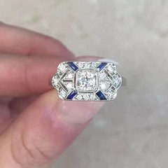 2.25Ct Vintage Art Deco style Lab Created Diamond Wedding 14K White Gold FN Ring