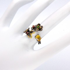 Flower style Not Enhanced Natural Citrine Silver 925 Sterling Ring/ RVS97