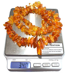✅54cm = 34gr RUSSIAN SOVIET BALTIC AMBER BEAD NECKLACE 琥珀 BRACELET STONE PENDANT