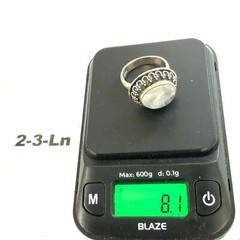 Vintage Signed 925 India Large Oval Moonstone Cabochon Solitaire Bezel Ring sz 8