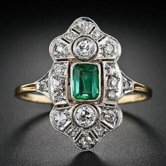 3.5Ct Art Deco Style Lab Created Emerald Engagement Wedding 14k Gold Finish Ring