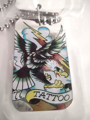 Signed Ed Hardy Rhinestone Eagle Y2K Dog Tag Chain Necklace *23″