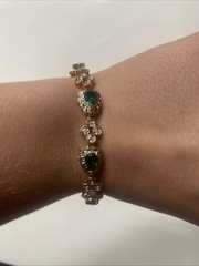 Camrose & Kross Jackie Kennedy Diamanté Emerald Crystal Gold Teardrop Bracelet