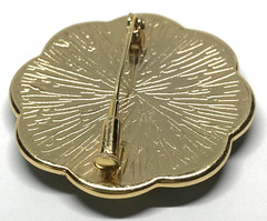 Vintage Spanish Damascene Gold Black Double Bird Two birds Brooch Trombone Clasp