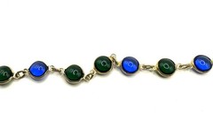 VTG Poured Glass Bezel Set Link Necklace 54”