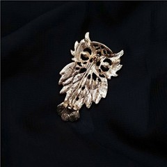 Blue Rhinestone Owl Vintage Brooch Gold Tone Animal Pin Cute Owl Pin