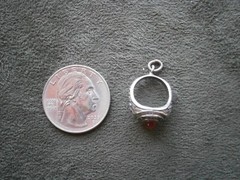 United States Army Ring with Red Stone Vintage Sterling Silver Charm Pendant 5g