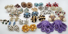 Vintage Earrings Lot 22 Pairs Lisner Sarah Coventry Coro Avon Tulips Clip-on