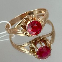 USSR Vintage Original Rose Gold Ruby (lab.made) Ring 583 14K 4.27 g. 12 US