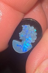 Vintage/Antique 20×15 Natural Solid Hand carved Australian Opal Cameo on Onyx