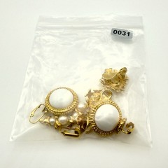 Vintage Gold Tone Earrings Lot Monet Sarah Coventry Pearl Snowman Clip On 4 Sets