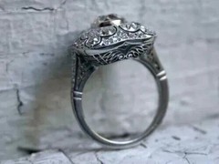 Vintage Style Art Deco 3Ct Round Lab Created Diamond 14K White Gold Plated Ring