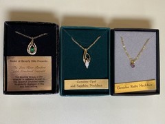 Set of 3 Vintage Ronte of Beverly Hills Necklaces -Opal, Emerald & Ruby Orig Box
