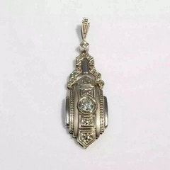1.8Ct Art Deco Style Lab Created Diamond Anniversary 14K White Gold FN Pendant