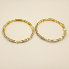 Handmade South Indian CZ Bangle Set 22K Gold Plated Bridal Wedding Jewelry Sets
